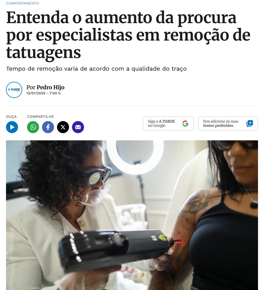 A Tarde: Entenda o aumento da procura por especialistas em remoção de tatuagens
