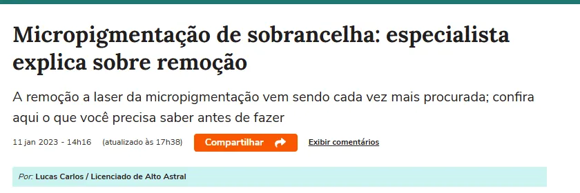 Terra: Micropigmentação de sobrancelha: especialista explica sobre remoção